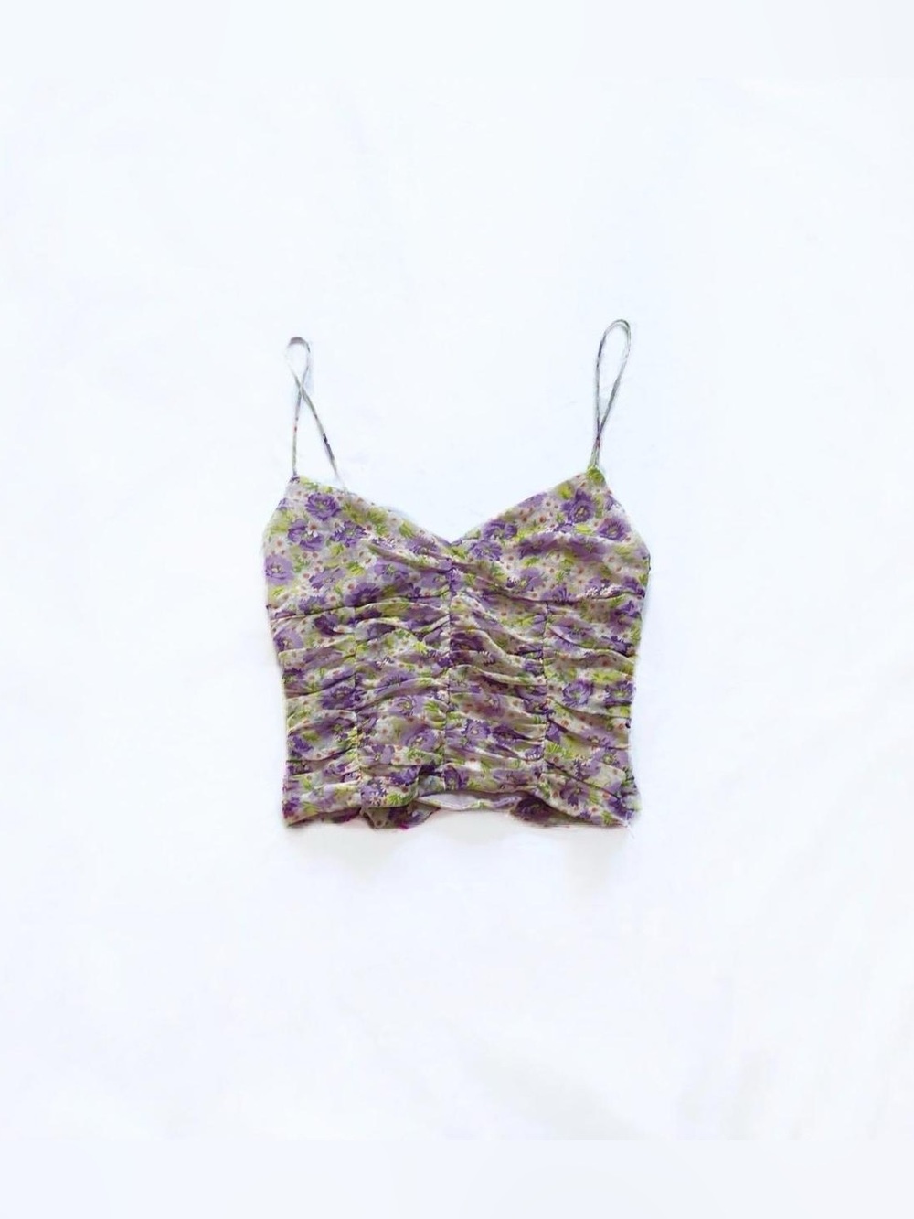 zara ⋆ ruched floral crop top